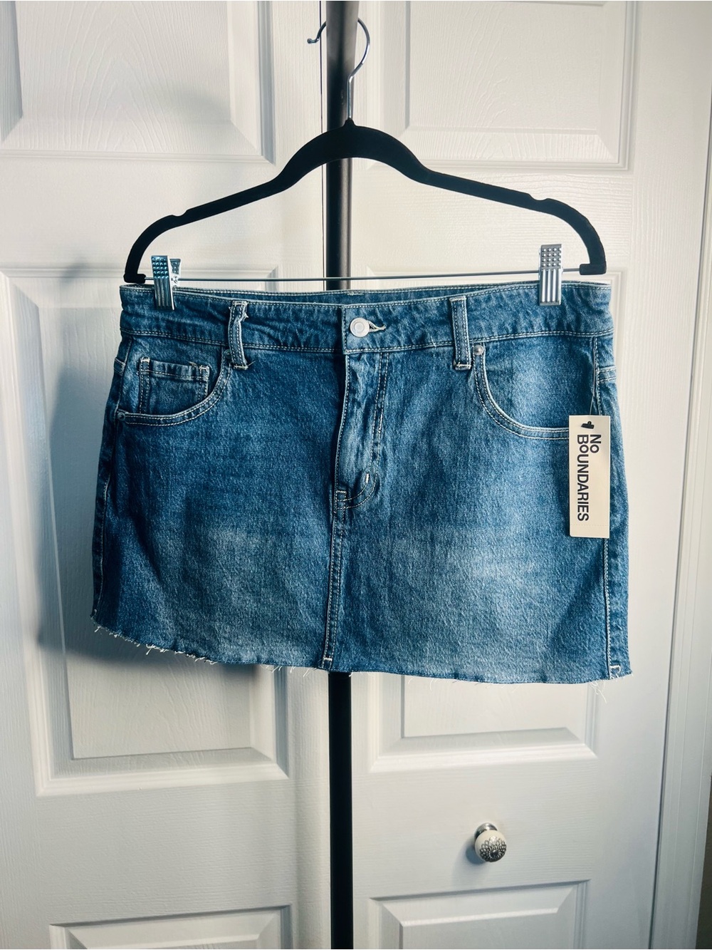 No Boundaries Blue Denim Mid Rise Skirt